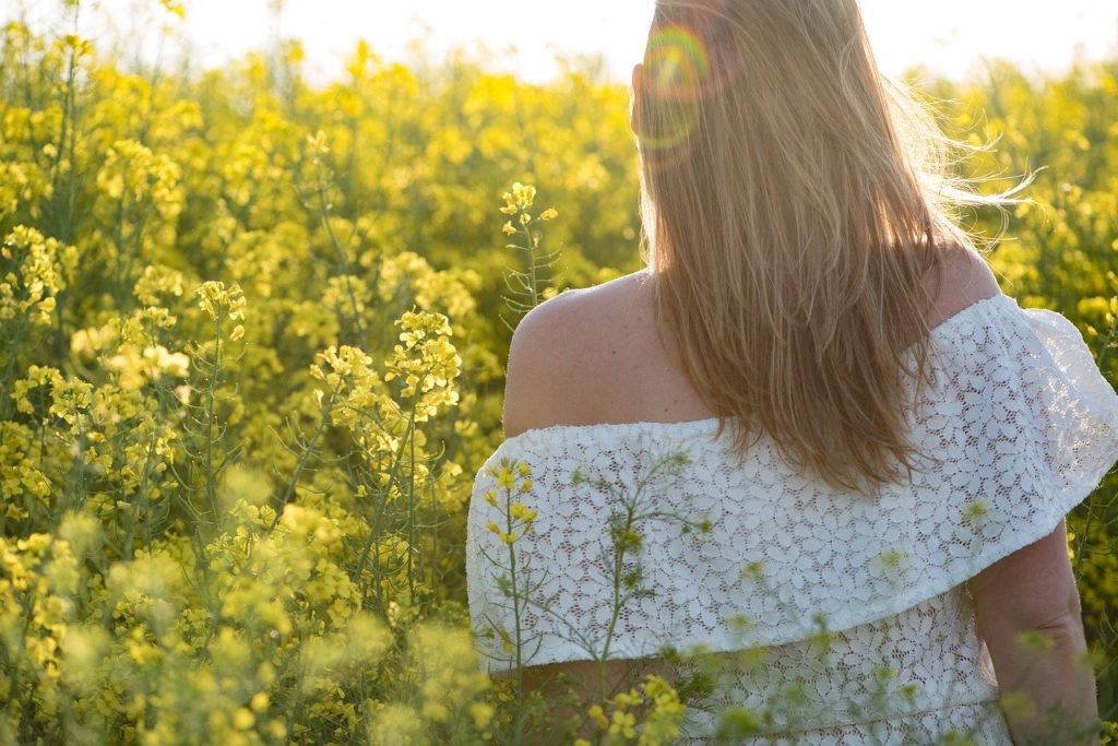 woman, nature, in the area of