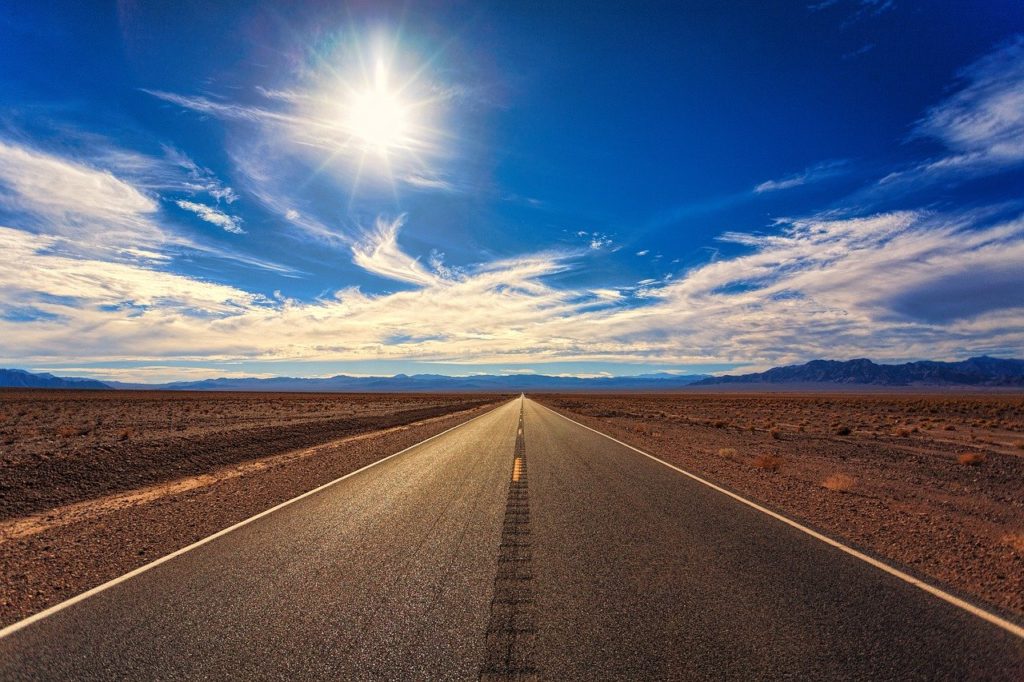 road, sky, desert