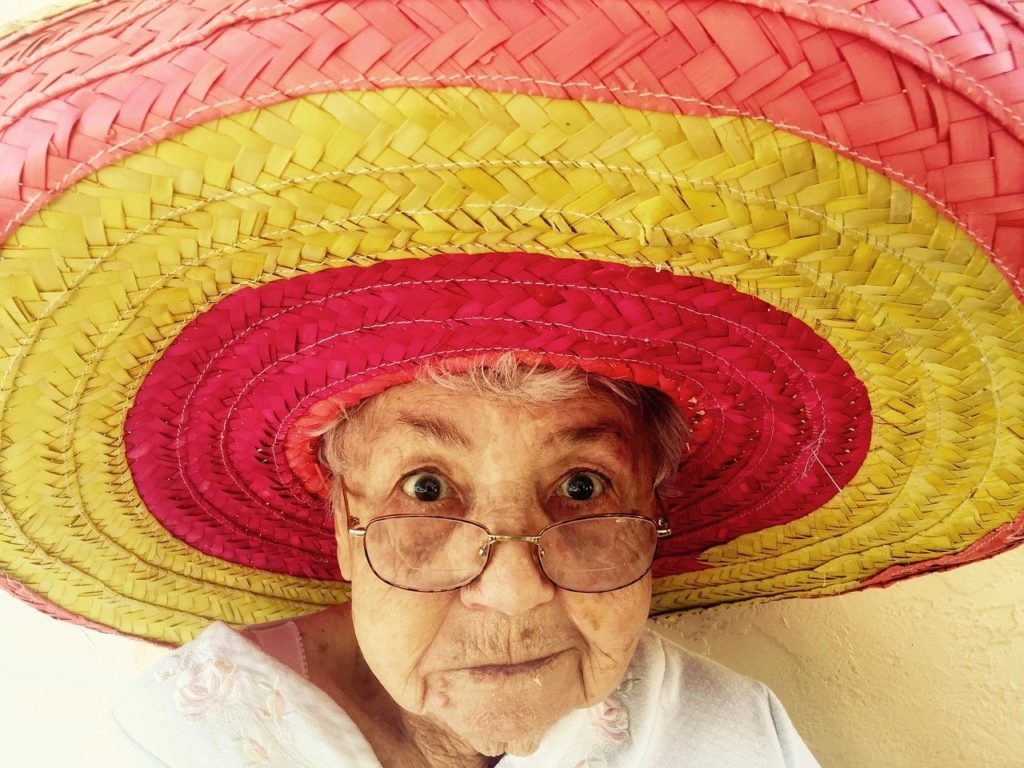 sombrero, old woman, hat