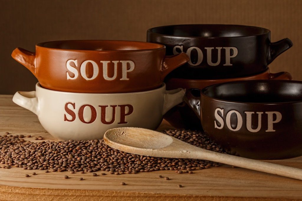 soup bowl, lentil soup, bowls