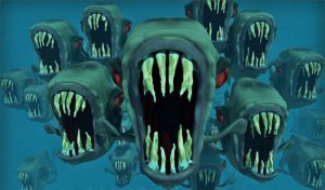 piranhas, nightmare, fish swarm